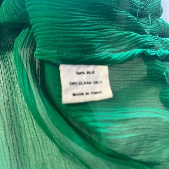 100% Silk Sheer Tunic Dress Cover Up Green Color Size SMALL Ladies Festival - Picture 5 of 6